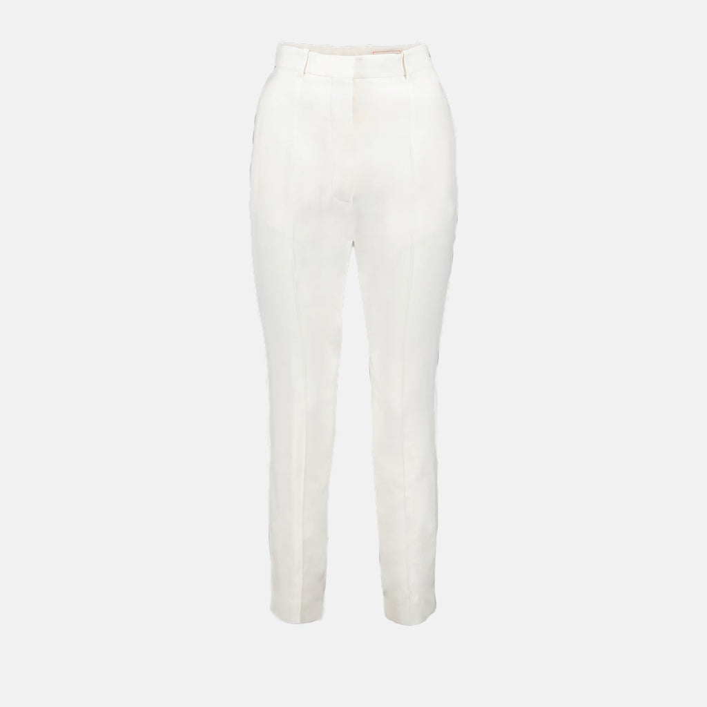 Alexander McQueen, white cigarette pants, luxury trousers, elegant pants, tailored trousers