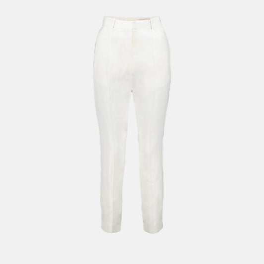 Alexander McQueen, white cigarette pants, luxury trousers, elegant pants, tailored trousers