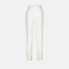 Alexander McQueen, white cigarette pants, luxury trousers, elegant pants, tailored trousers
