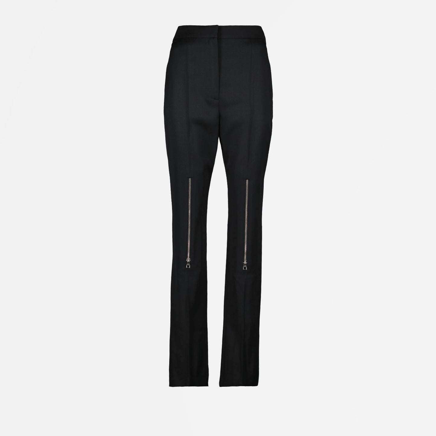 Alexander McQueen, cigarette pants, women's luxury trousers, zip detailing, contemporary fashion