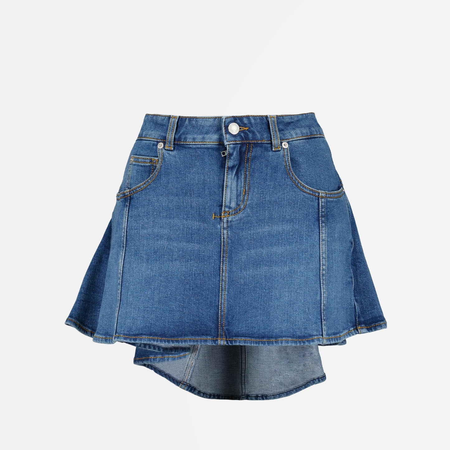 Alexander McQueen, luxury denim skirt, women's designer skirt, high-end fashion, elegant denim wear