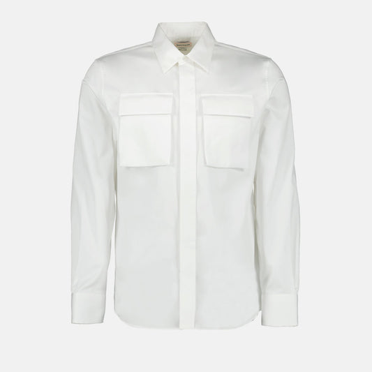 Alexander McQueen, men's luxury shirt, white military pocket shirt, high-end fashion, designer men's clothing