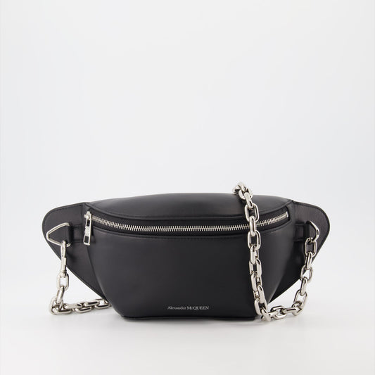 Alexander McQueen, Biker Bumbag, luxury accessories, men's fashion, noir leather