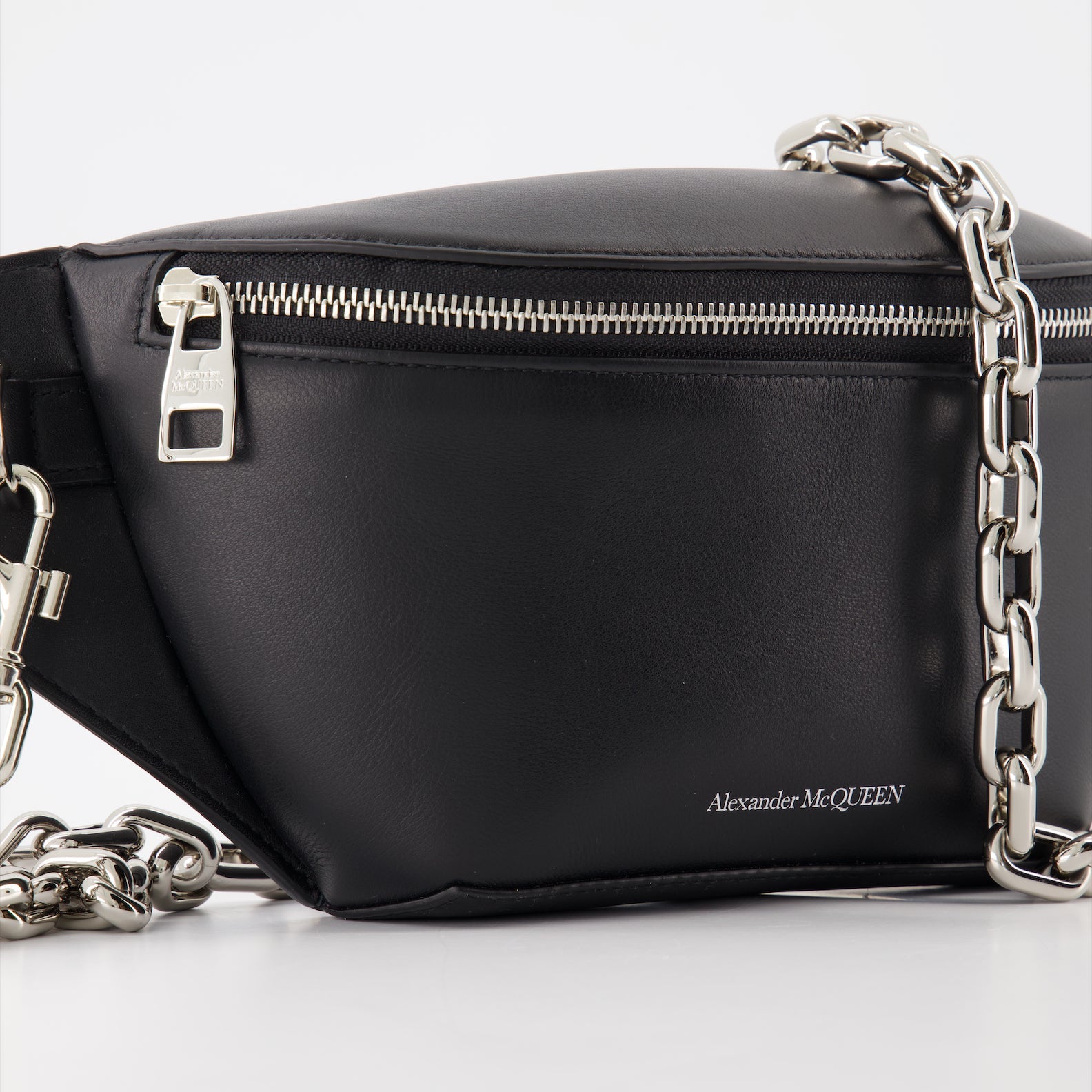 Alexander McQueen, Biker Bumbag, luxury accessories, men's fashion, noir leather