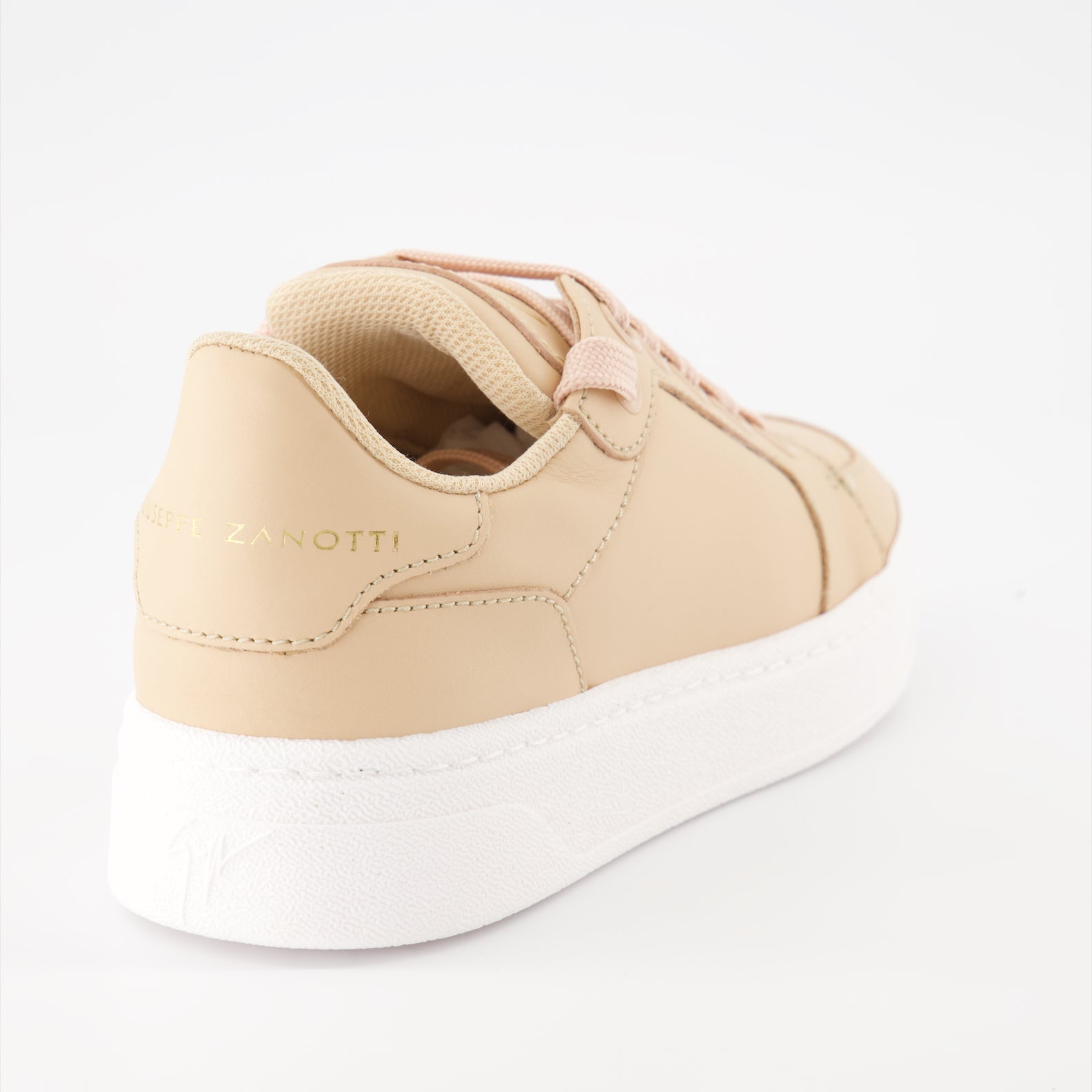 luxury sneakers, Giuseppe Zanotti, beige rosé leather sneakers, high-end footwear, exclusive sneakers