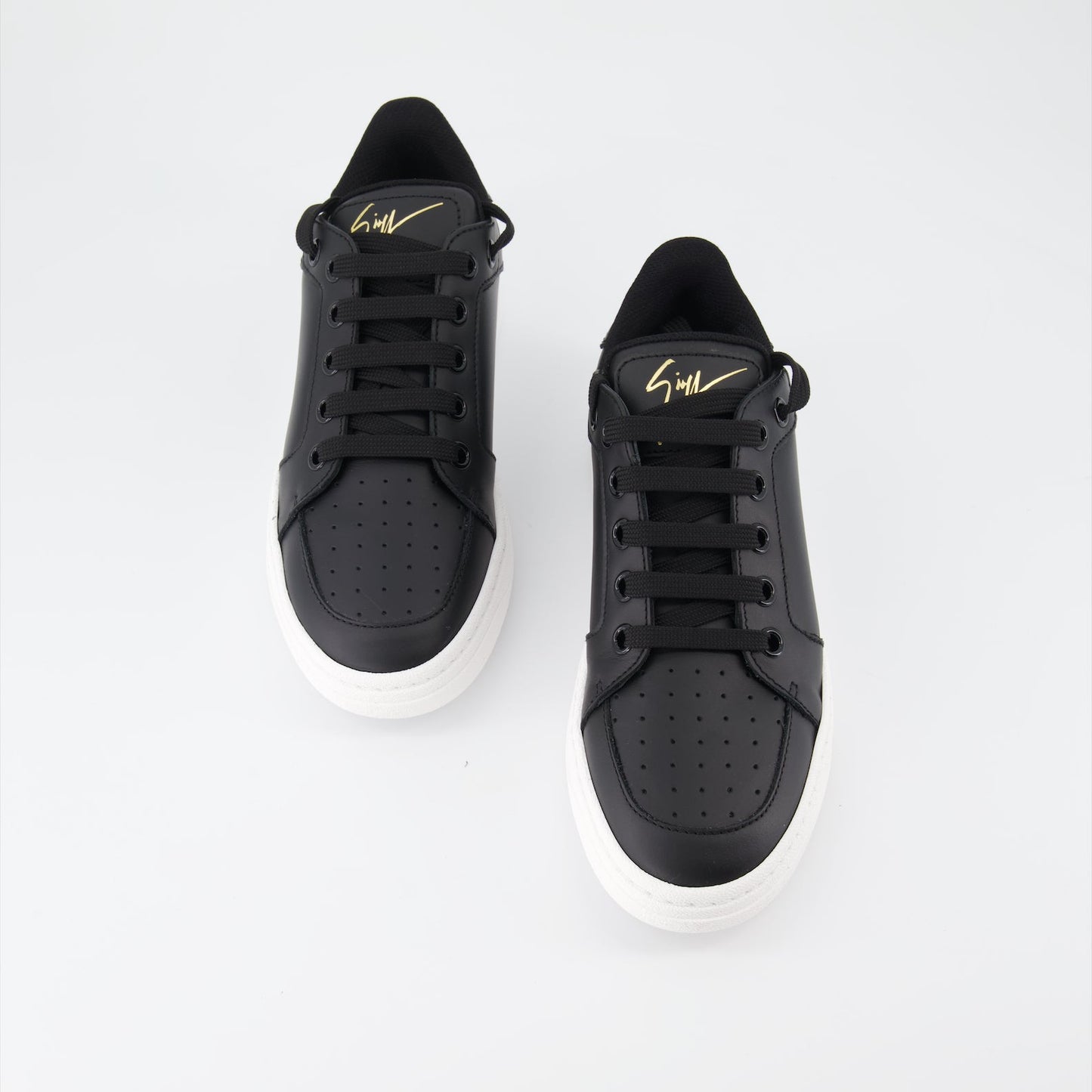 luxury sneakers, Giuseppe Zanotti, black leather sneakers, women's designer footwear, high-end fashion