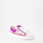 Sparkling sneakers, Pink leather sneakers, Giuseppe Zanotti shoes, Fashion sneakers, Designer footwear