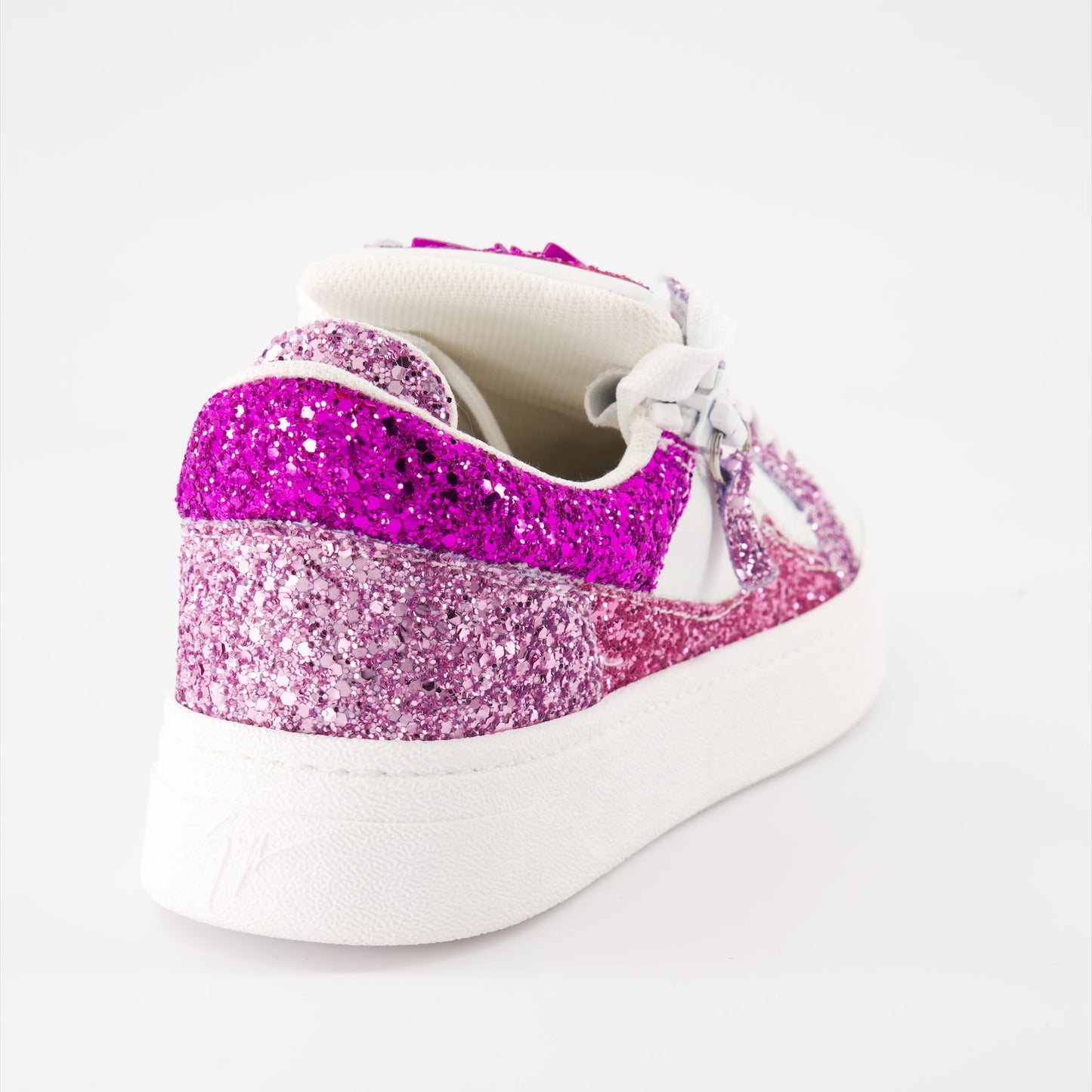 Sparkling sneakers, Pink leather sneakers, Giuseppe Zanotti shoes, Fashion sneakers, Designer footwear