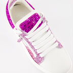 Sparkling sneakers, Pink leather sneakers, Giuseppe Zanotti shoes, Fashion sneakers, Designer footwear