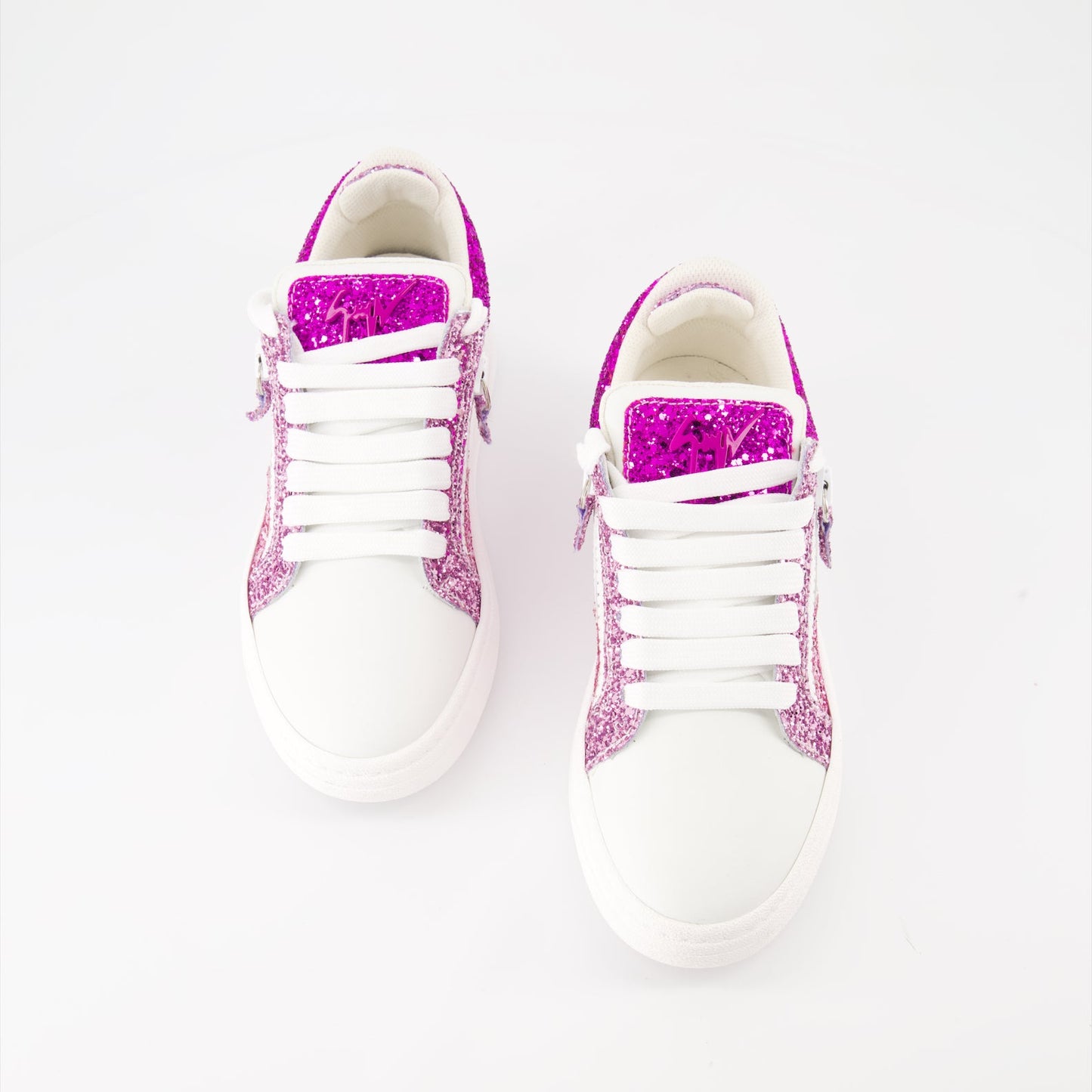 Sparkling sneakers, Pink leather sneakers, Giuseppe Zanotti shoes, Fashion sneakers, Designer footwear