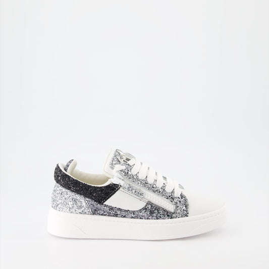 Giuseppe Zanotti, silver sneakers, luxury fashion, high-end footwear, designer sneakers