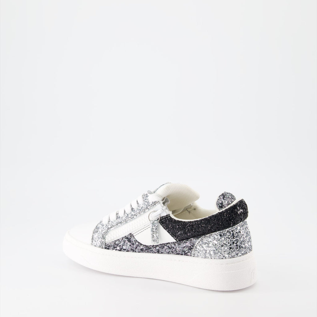 Giuseppe Zanotti, silver sneakers, luxury fashion, high-end footwear, designer sneakers