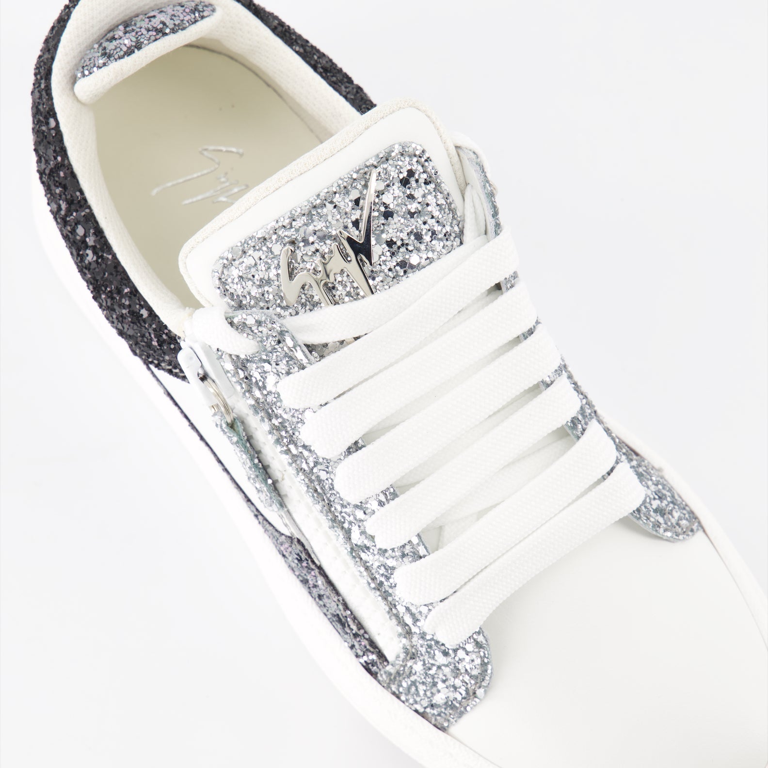 Giuseppe Zanotti, silver sneakers, luxury fashion, high-end footwear, designer sneakers