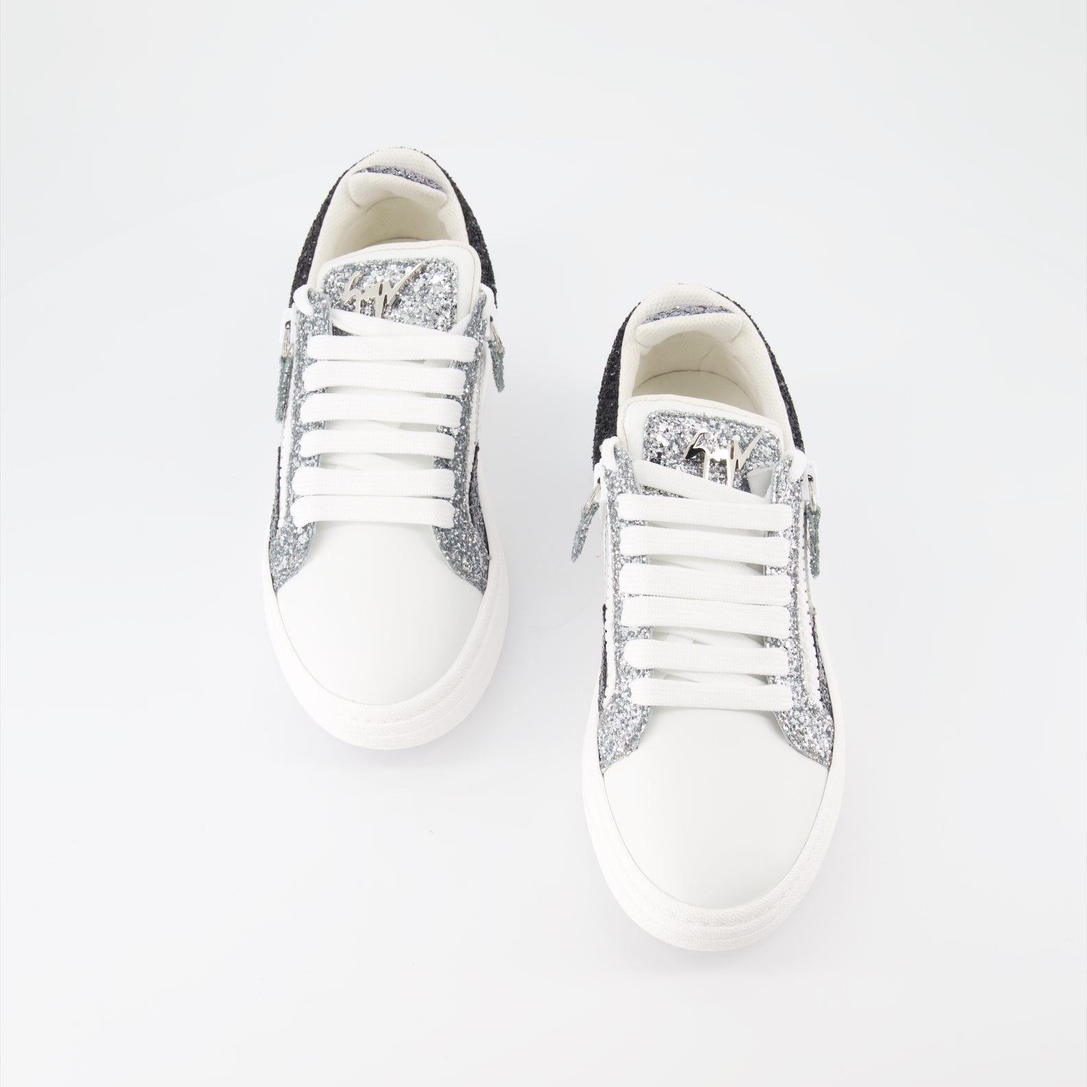 Giuseppe Zanotti, silver sneakers, luxury fashion, high-end footwear, designer sneakers