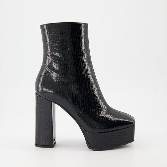 luxury boots, croco leather boots, Giuseppe Zanotti, high-end footwear, designer ankle boots