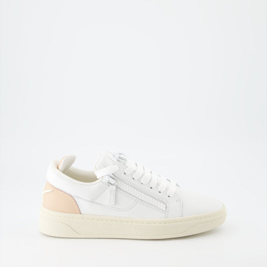 luxury sneakers, Giuseppe Zanotti, women's sneakers, white-rose sneakers, high-end fashion