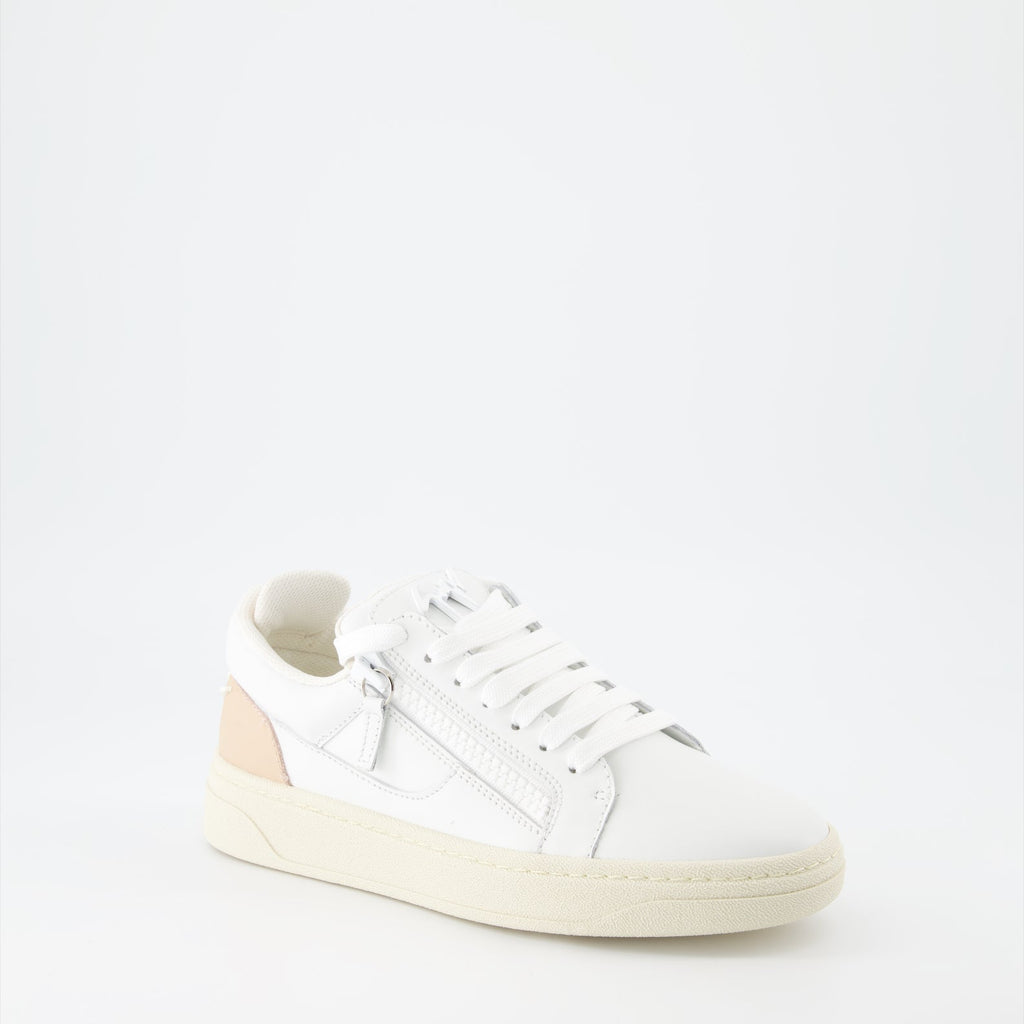 luxury sneakers, Giuseppe Zanotti, women's sneakers, white-rose sneakers, high-end fashion