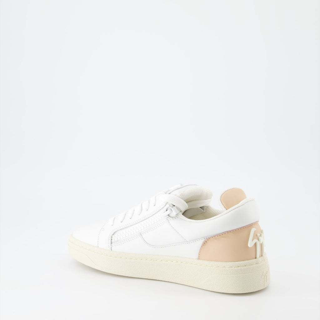 luxury sneakers, Giuseppe Zanotti, women's sneakers, white-rose sneakers, high-end fashion