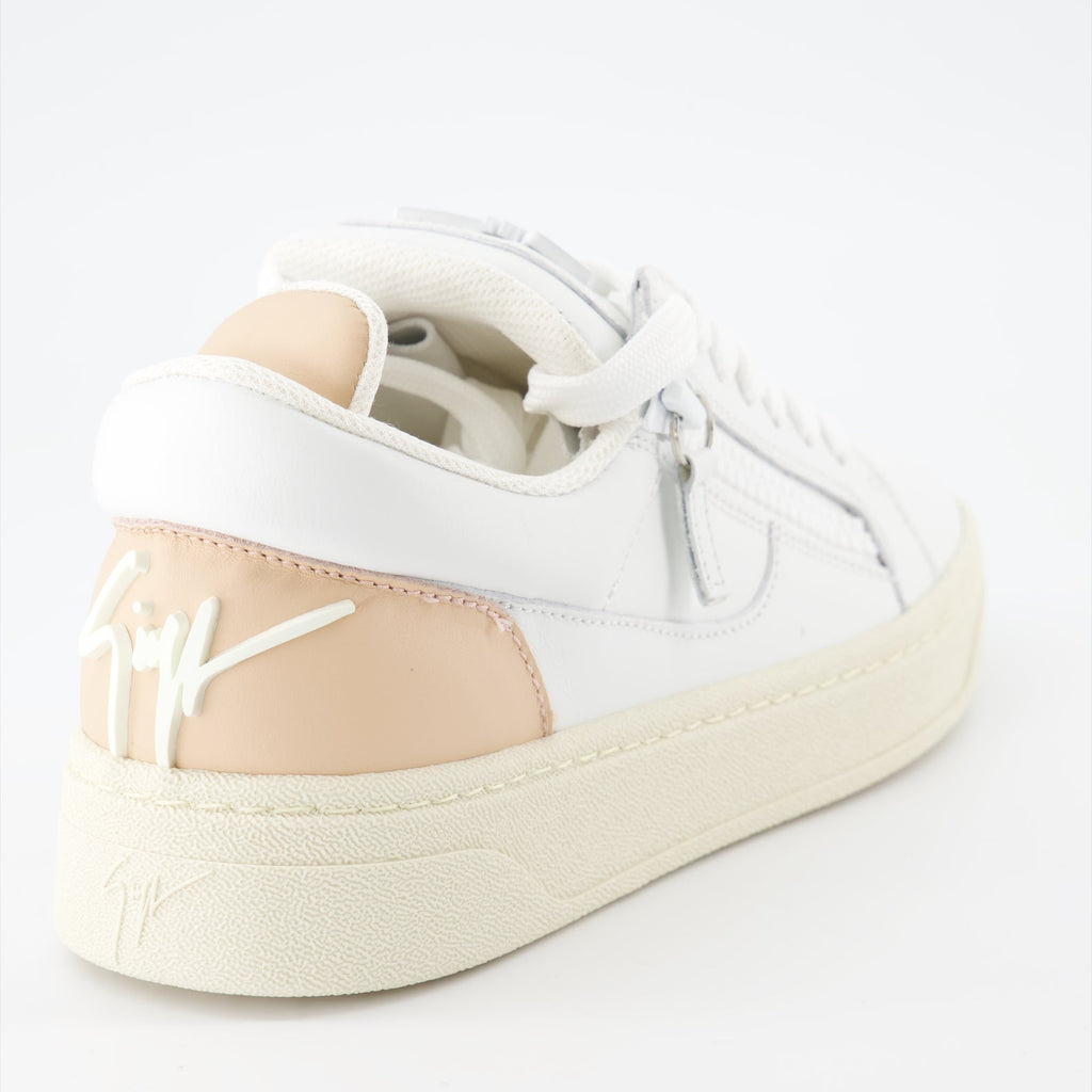 luxury sneakers, Giuseppe Zanotti, women's sneakers, white-rose sneakers, high-end fashion