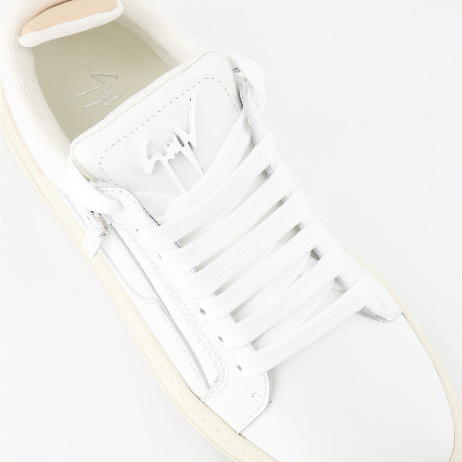 luxury sneakers, Giuseppe Zanotti, women's sneakers, white-rose sneakers, high-end fashion