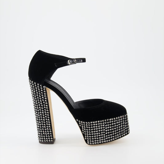 Giuseppe Zanotti, Black Strass Pumps, Women's Luxury Shoes, High Heel Pumps, Designer Footwear