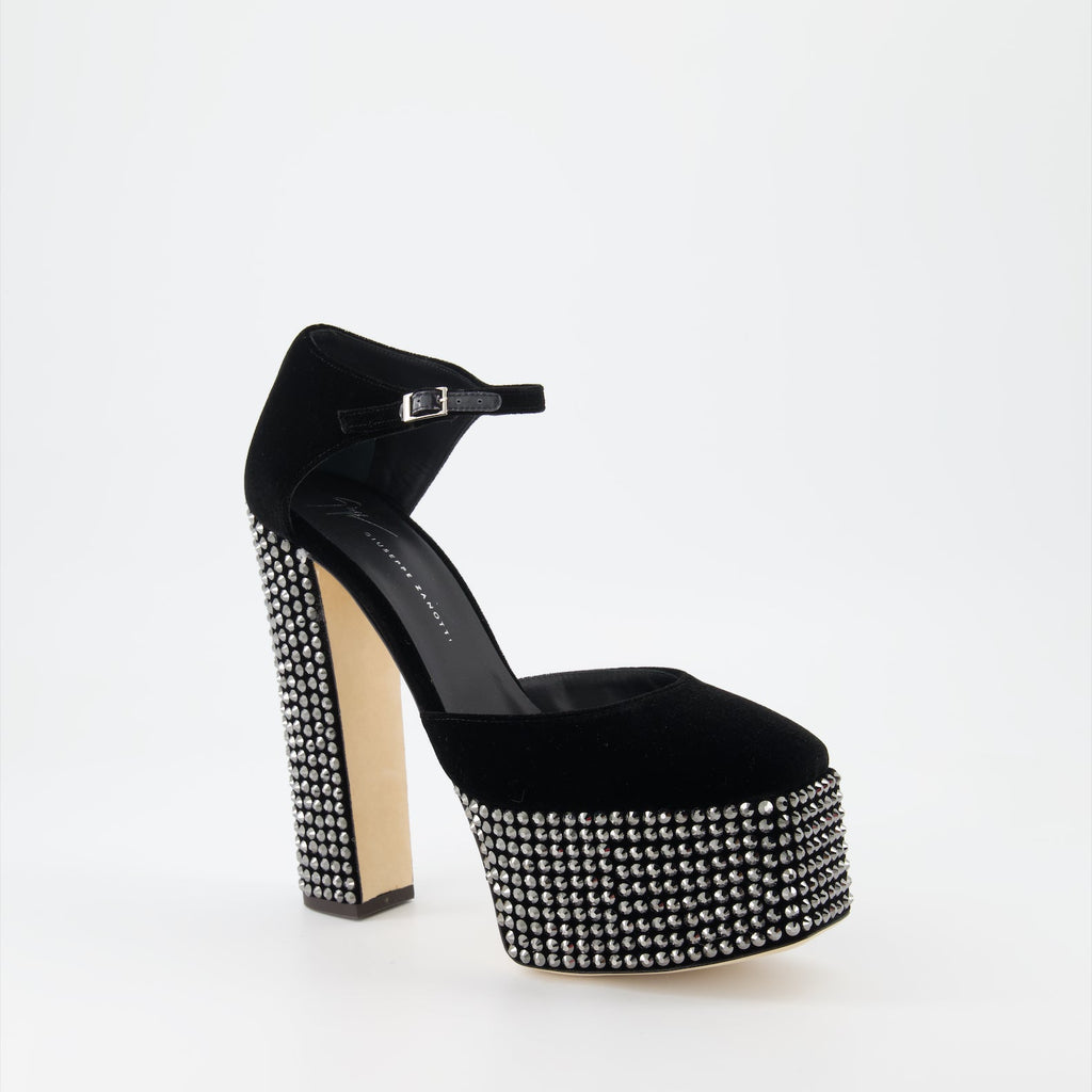 Giuseppe Zanotti, Black Strass Pumps, Women's Luxury Shoes, High Heel Pumps, Designer Footwear