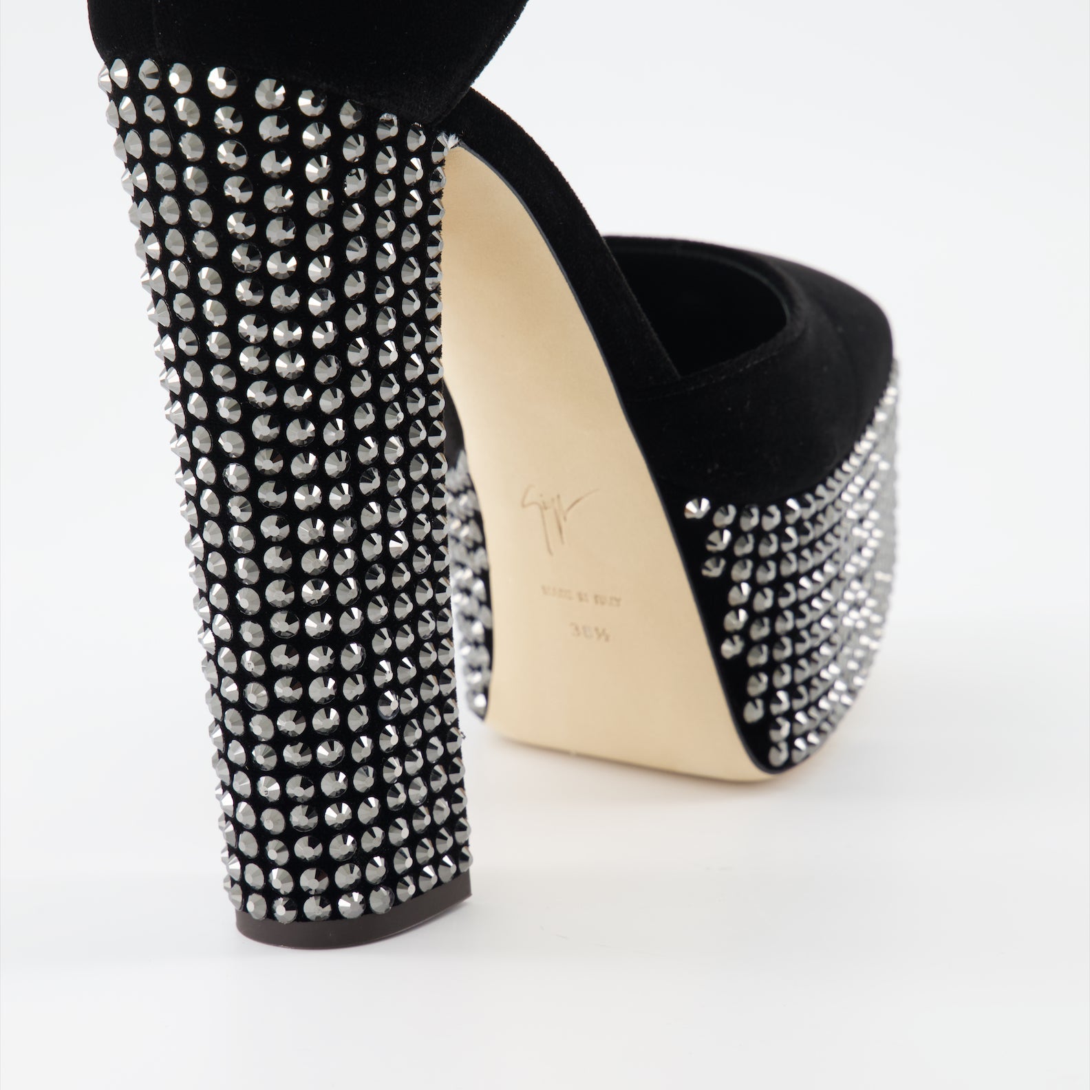 Giuseppe Zanotti, Black Strass Pumps, Women's Luxury Shoes, High Heel Pumps, Designer Footwear