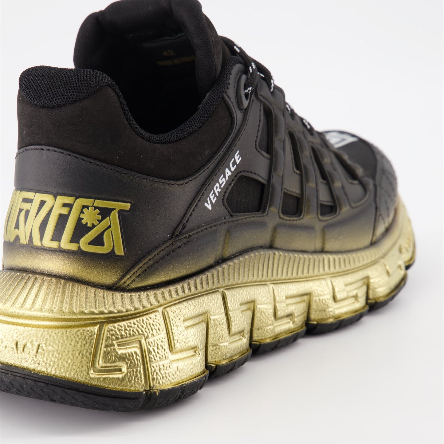 Versace, Trigreca Sneakers, Black Gold Sneakers, Luxury Men's Shoes, Designer Sneakers