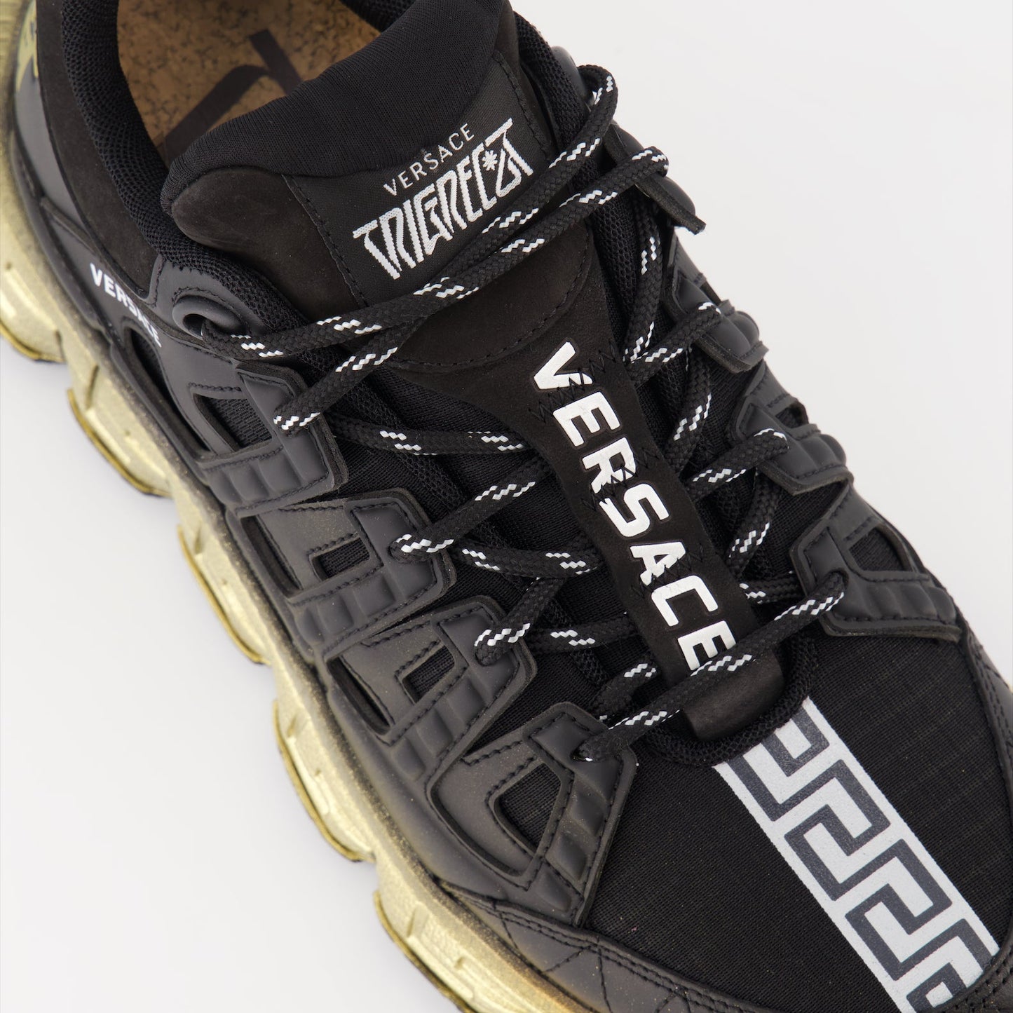 Versace, Trigreca Sneakers, Black Gold Sneakers, Luxury Men's Shoes, Designer Sneakers