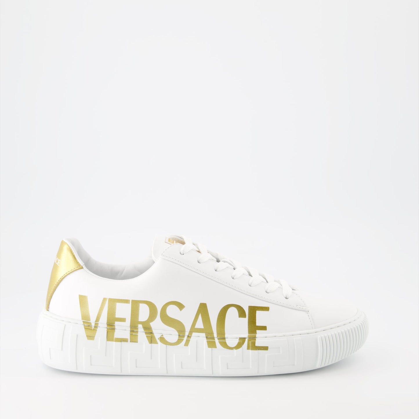 Versace sneakers, men's luxury shoes, Greca logo, designer footwear, high-end sneakers