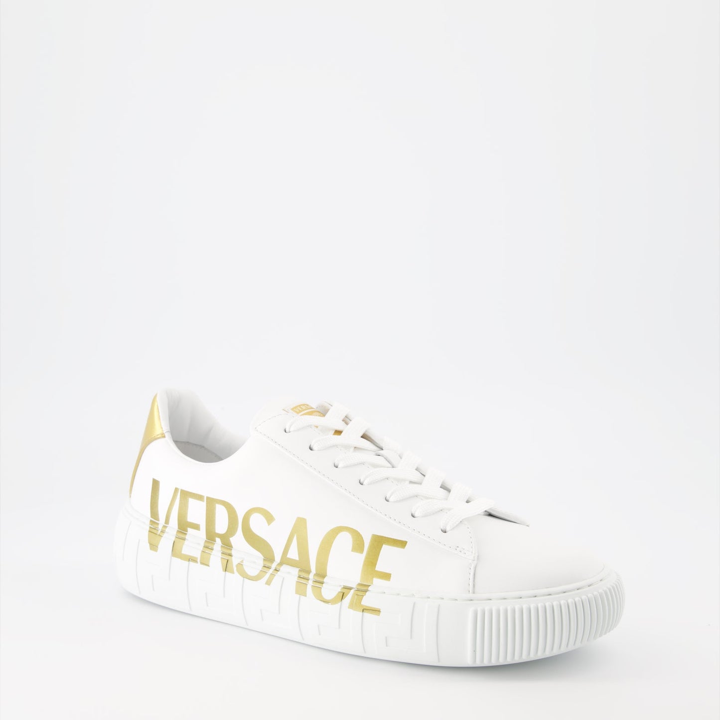 Versace sneakers, men's luxury shoes, Greca logo, designer footwear, high-end sneakers