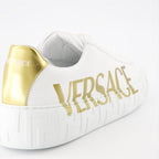 Versace sneakers, men's luxury shoes, Greca logo, designer footwear, high-end sneakers