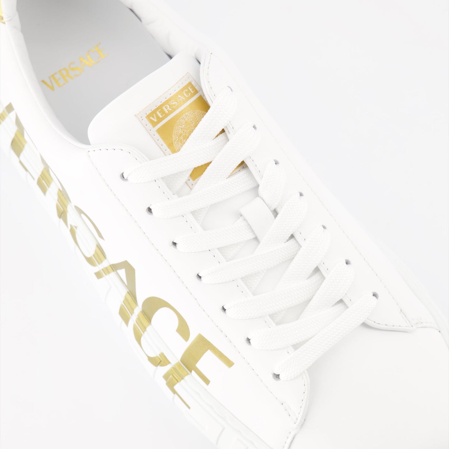 Versace sneakers, men's luxury shoes, Greca logo, designer footwear, high-end sneakers