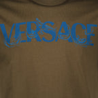 Versace, men's logo T-shirt, luxury T-shirt, brown T-shirt, designer clothing