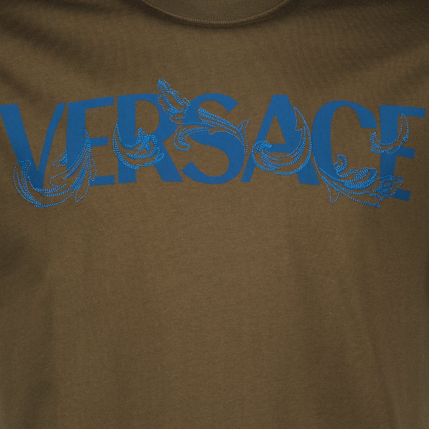 Versace, men's logo T-shirt, luxury T-shirt, brown T-shirt, designer clothing