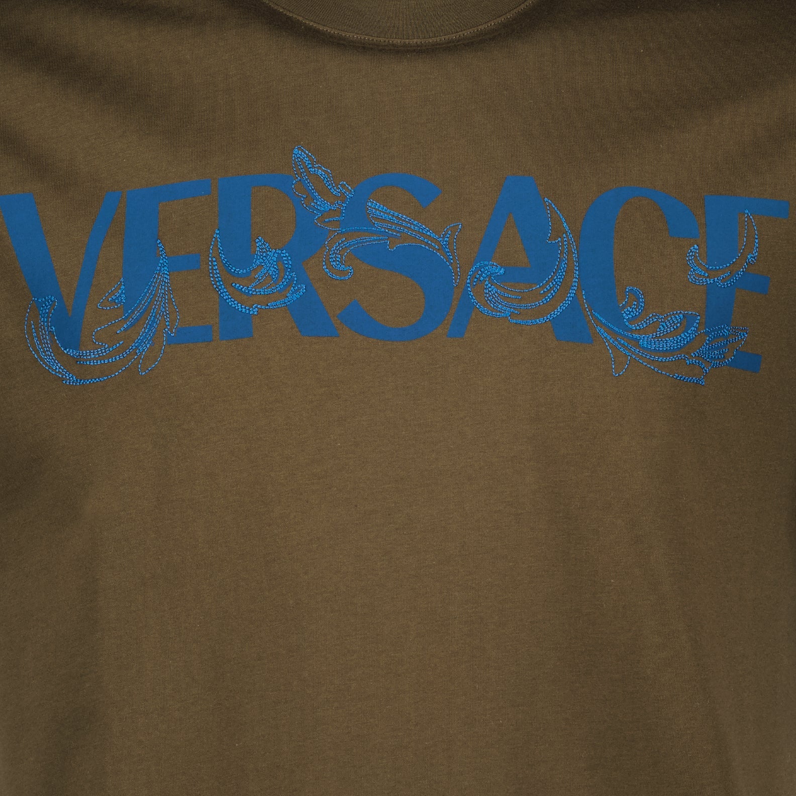 Versace, men's logo T-shirt, luxury T-shirt, brown T-shirt, designer clothing