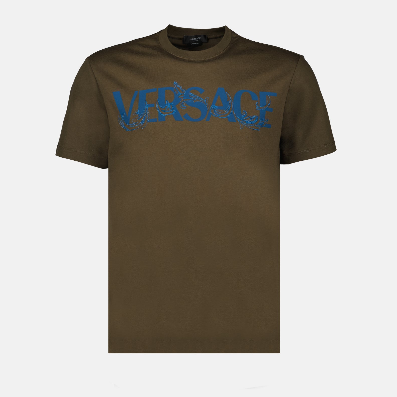 Versace, men's logo T-shirt, luxury T-shirt, brown T-shirt, designer clothing