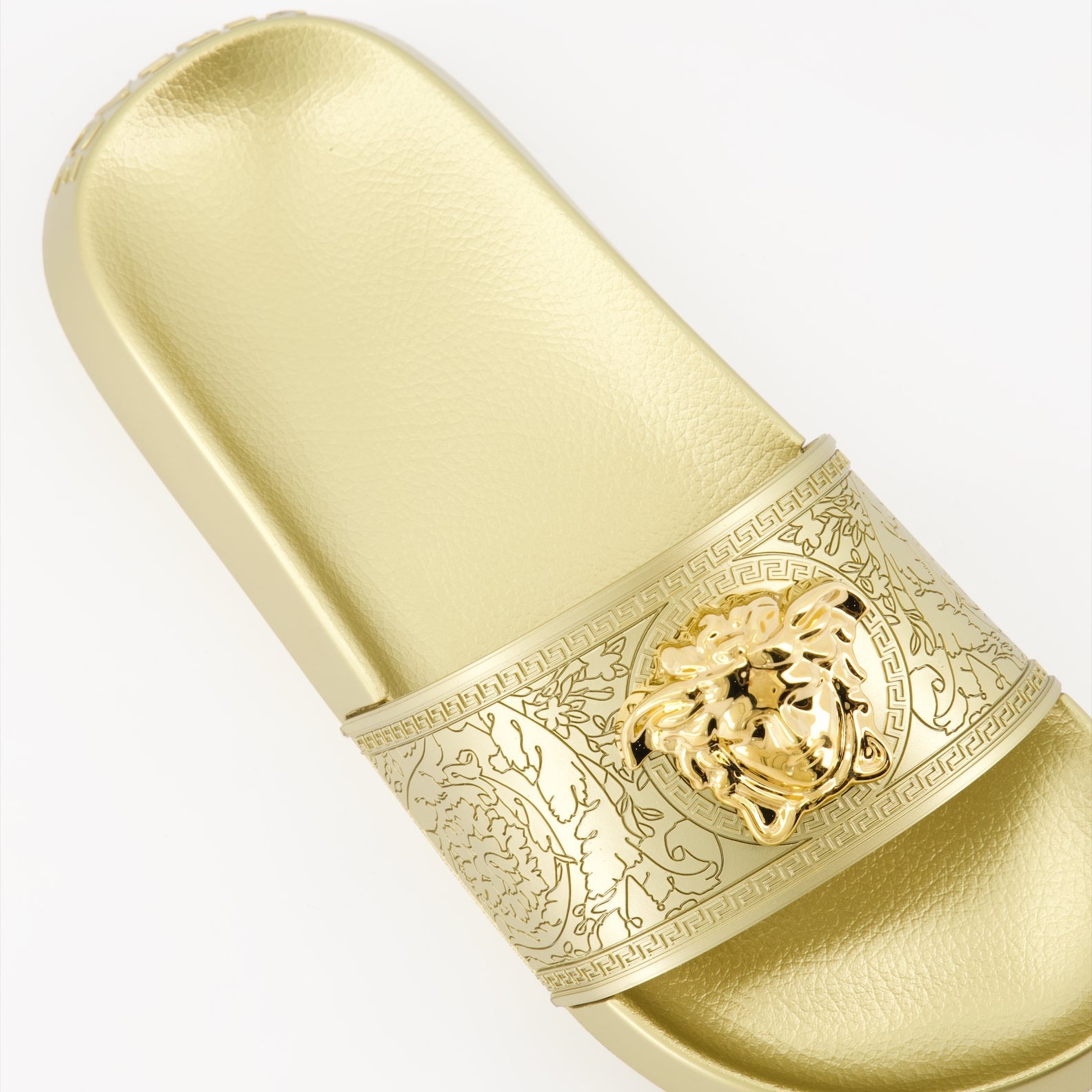 Versace slides, La Medusa slides, luxury women's slides, silver slides, designer footwear