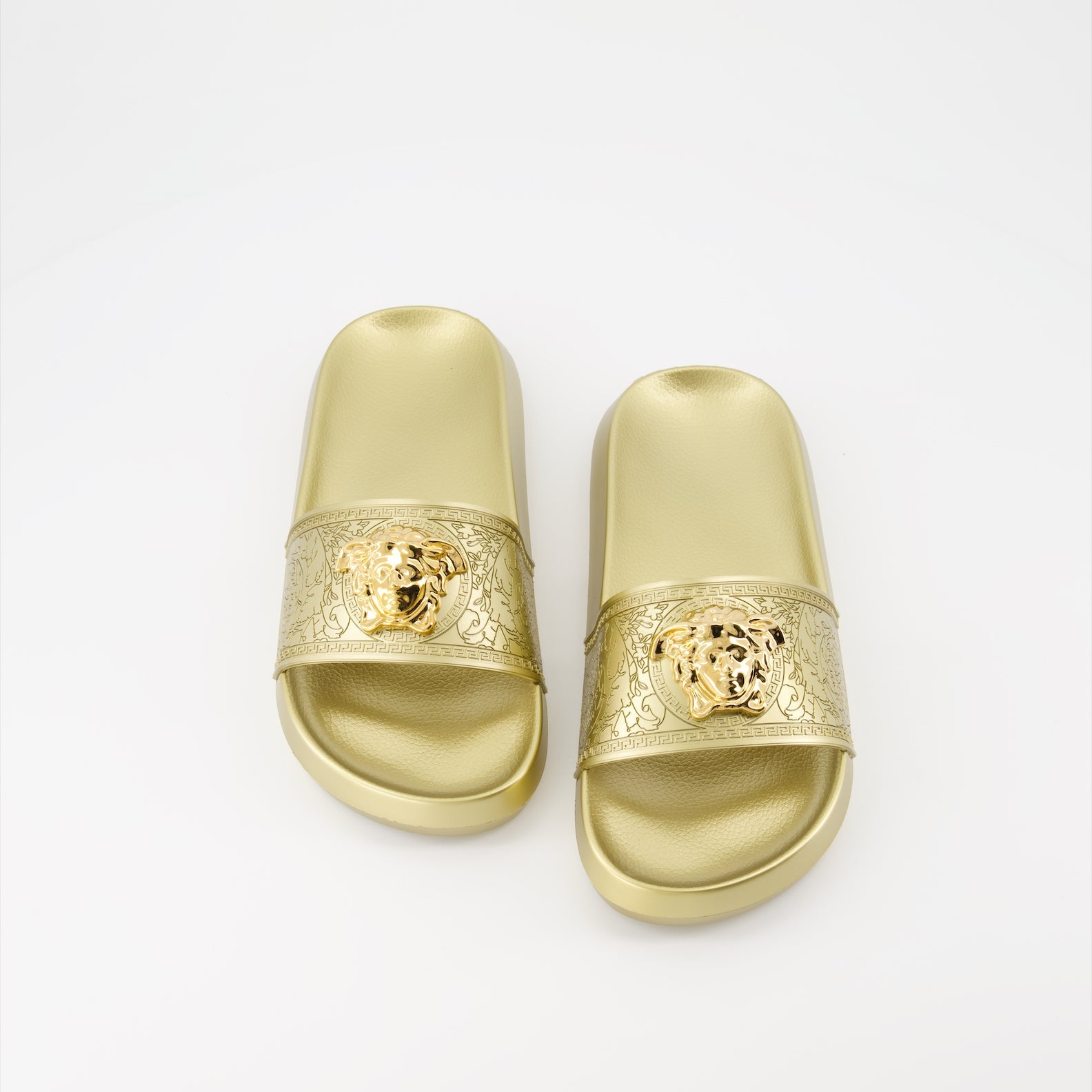 Versace slides, La Medusa slides, luxury women's slides, silver slides, designer footwear