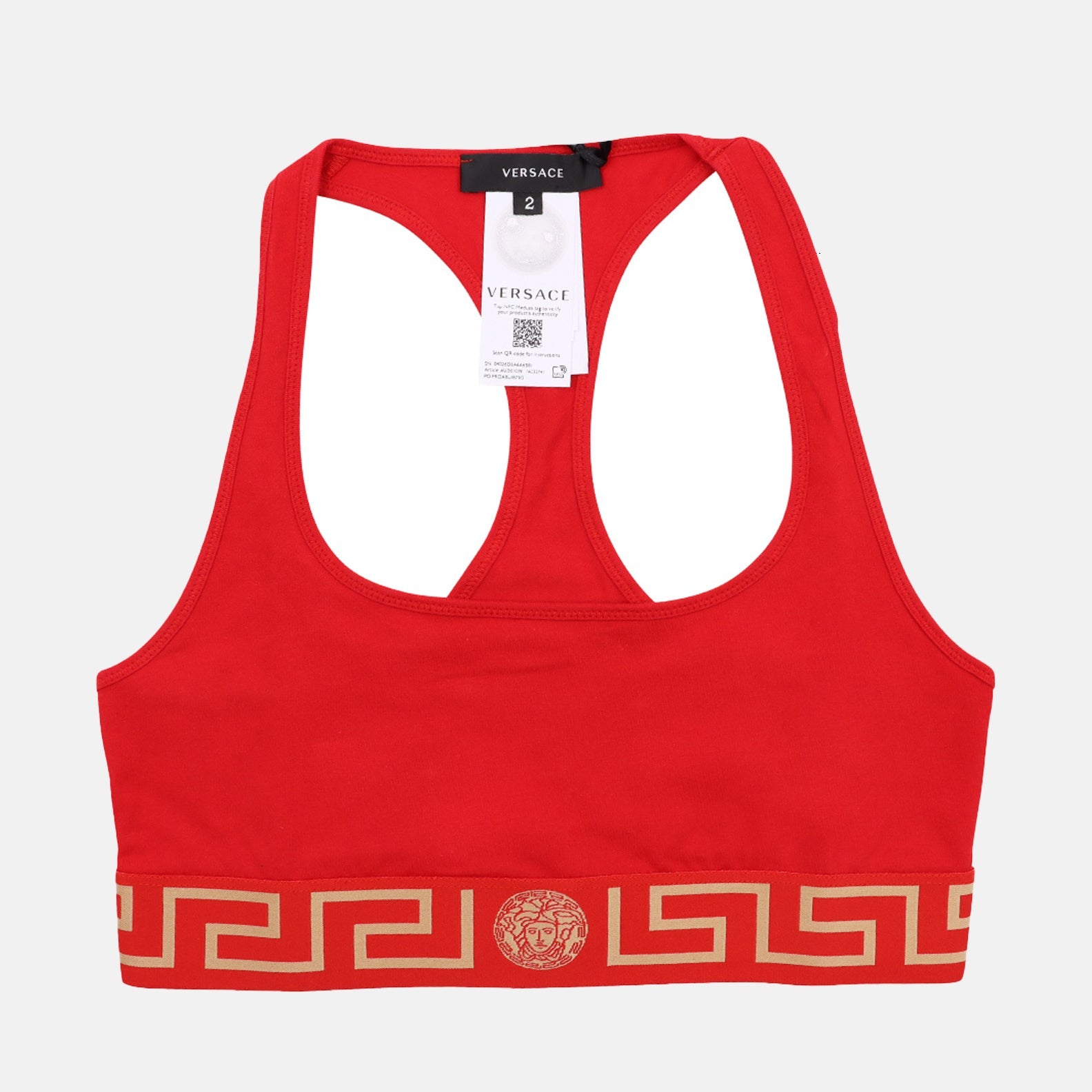 Versace bralette, Red Greca Bralette, luxury lingerie, women's designer bralette, Versace Greca pattern