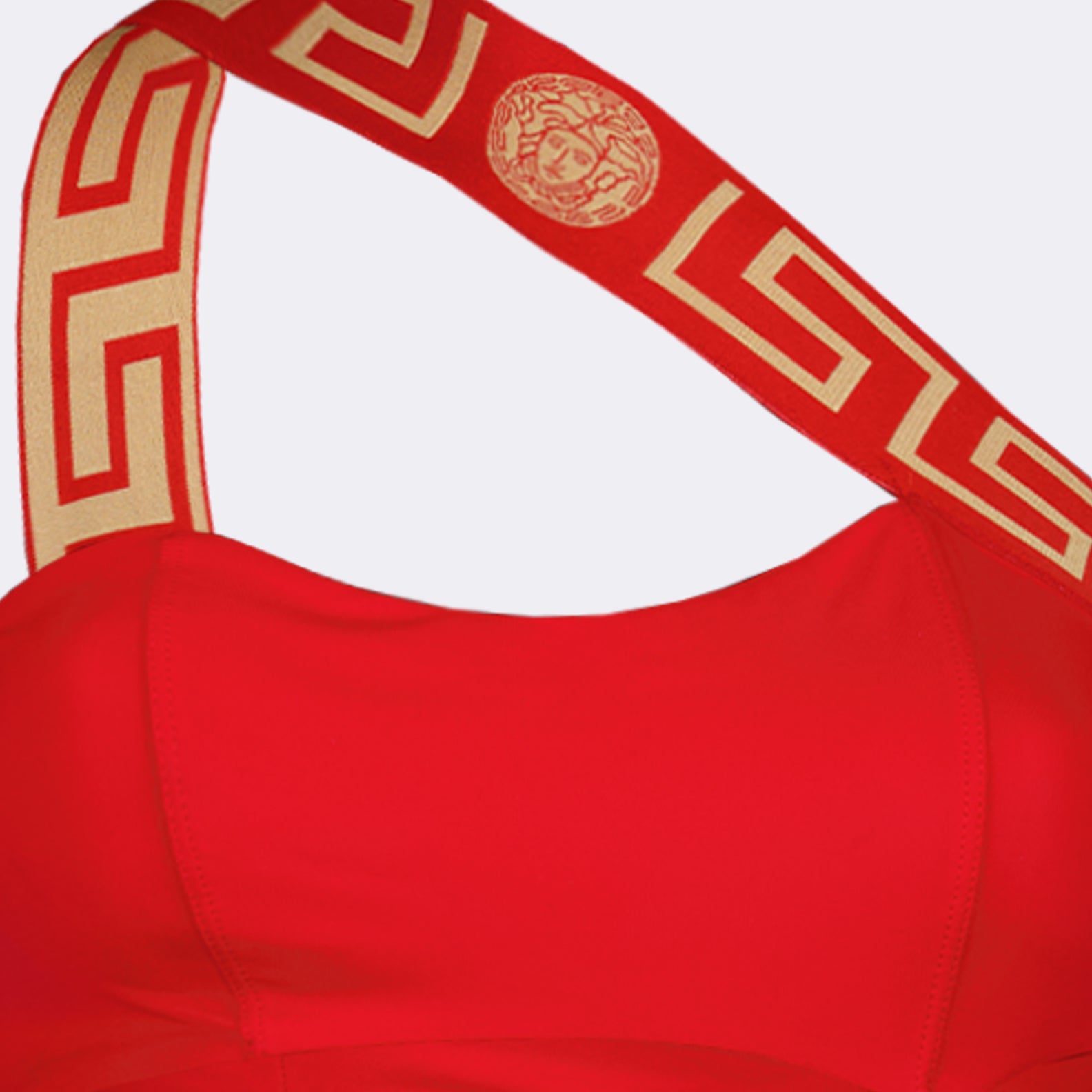 Greca Red Swimsuit, luxury swimwear, Versace, designer swimwear, elegant swimsuit