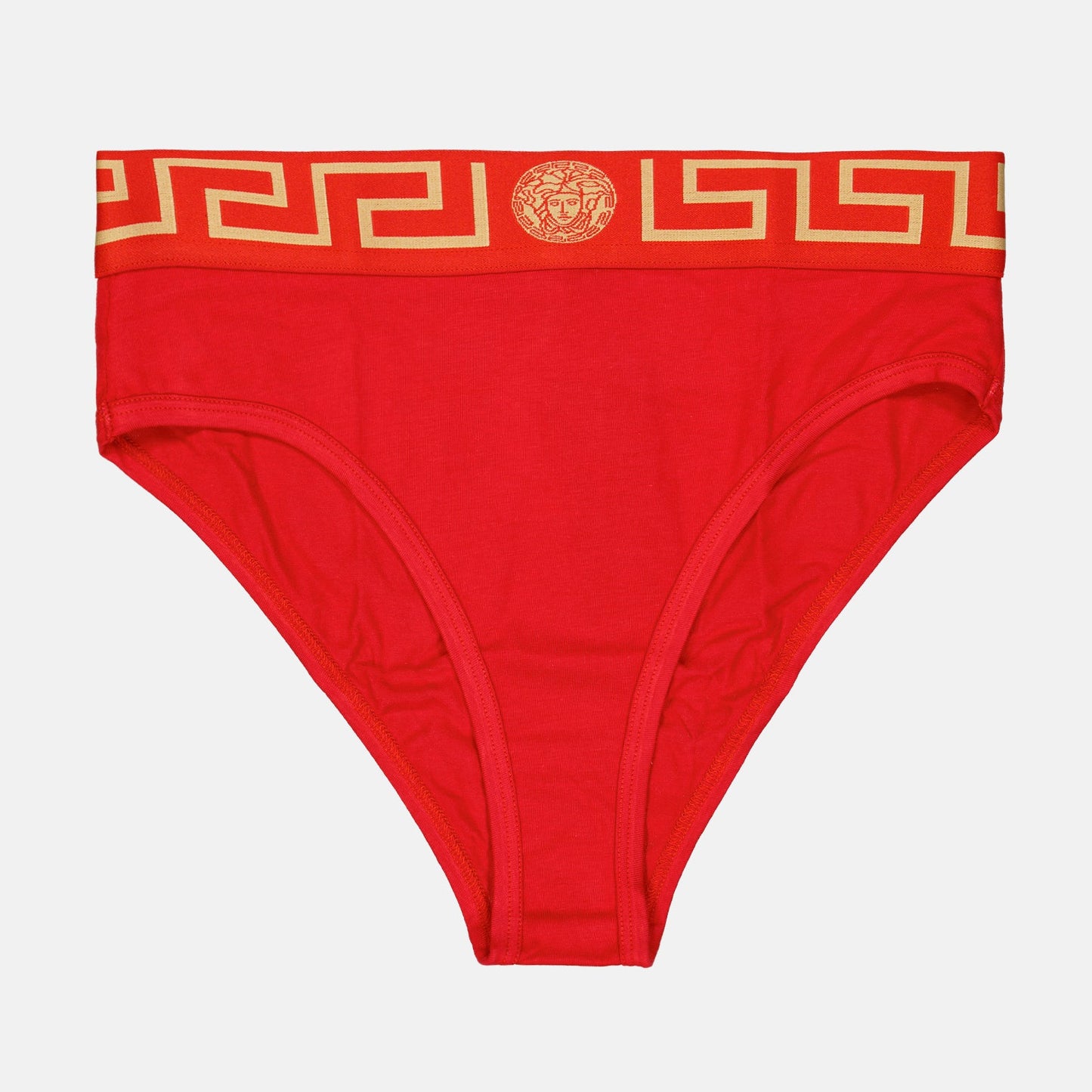 Versace, Luxury Lingerie, Women's Briefs, Greca Pattern, Red Briefs