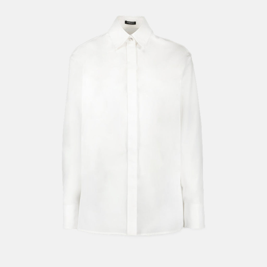 Versace, Medusa Shirt, Luxury Womenswear, White Shirt, Designer Fashion