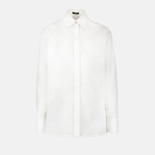 Versace, Medusa Shirt, Luxury Womenswear, White Shirt, Designer Fashion