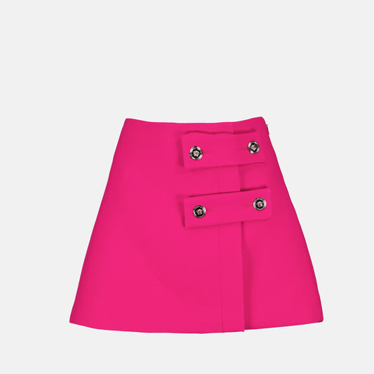 Versace mini skirt, women's luxury fashion, pink twill skirt, high-end designer skirt, stylish women's clothing