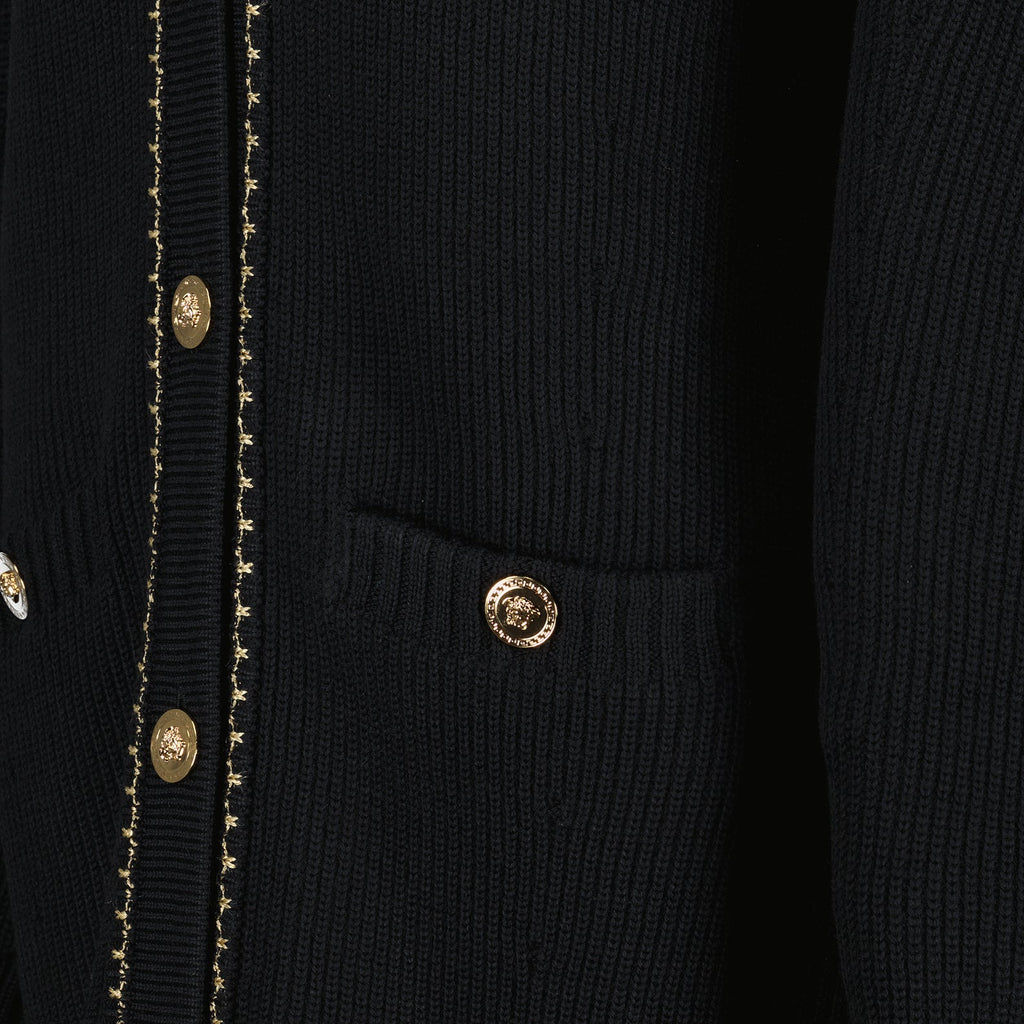 Versace, Women's Cardigan, Medusa Cardigan, Luxury Women's Fashion, Black Cardigan