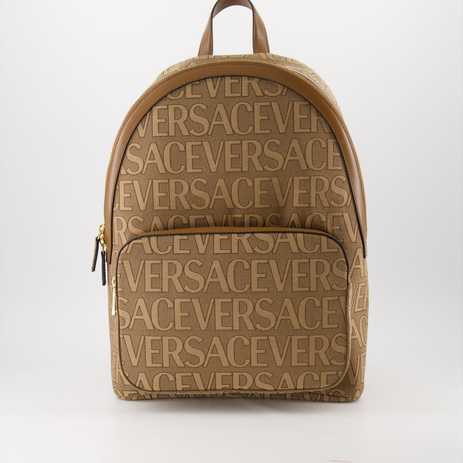 Versace backpack, Men's luxury accessory, Designer bag, High-end fashion, Brown Versace bag