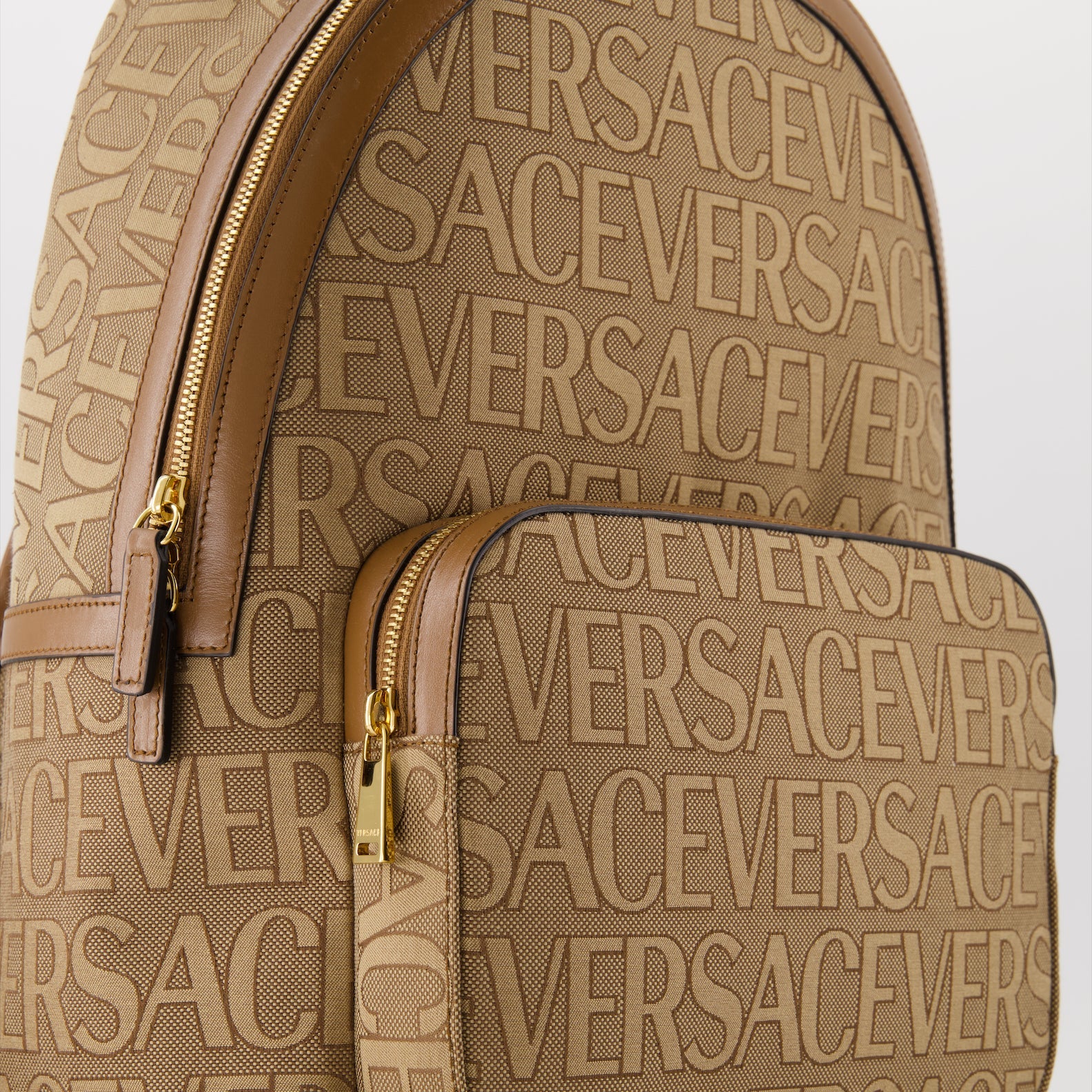 Versace backpack, Men's luxury accessory, Designer bag, High-end fashion, Brown Versace bag