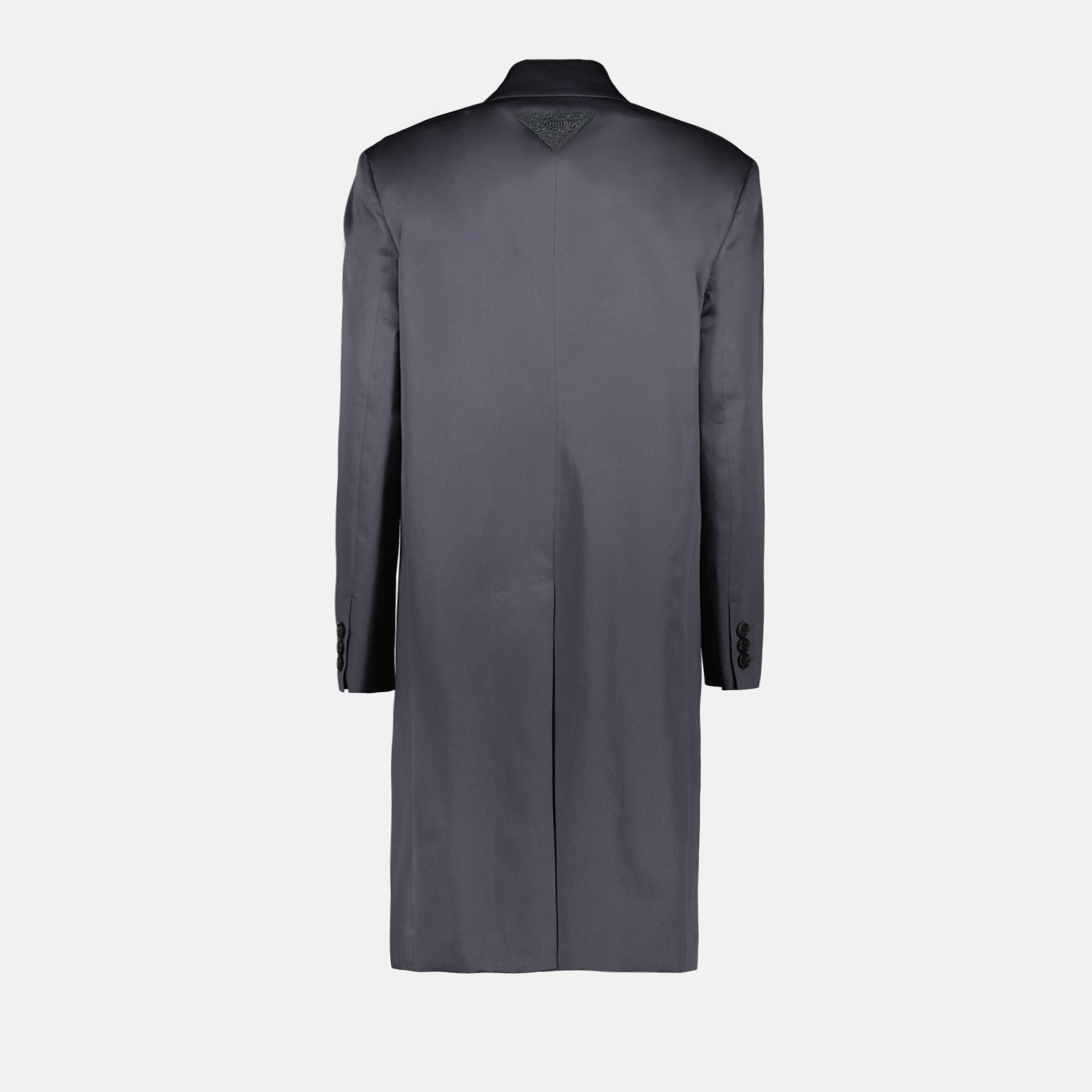 Prada coat, luxury outerwear, grey cotton coat, sophisticated men's fashion, high-end designer coat