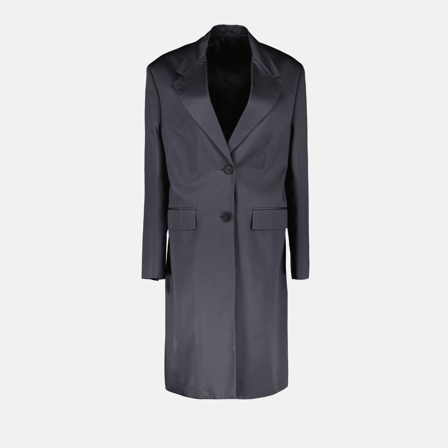 Prada coat, luxury outerwear, grey cotton coat, sophisticated men's fashion, high-end designer coat